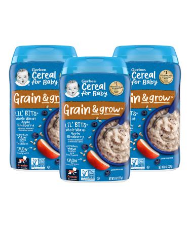 Gerber Lil' Bits Whole Wheat Cereal 8+ Months Apple Blueberry 8 oz (227 g)