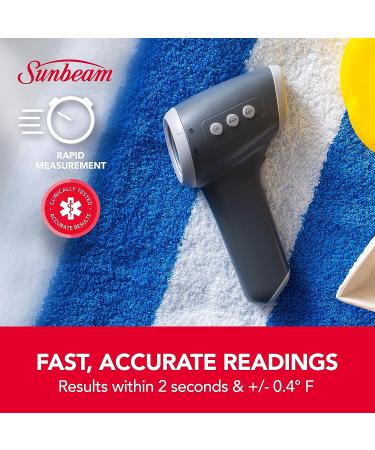 Sunbeam Touchless Digital Infrared Forehead Thermometer Body and Object Modes Instant and Accurate for Adults and Kids Audio Fever Warning Recalls Last 10 Readings Body + Object - Buy Online on GoSupps.com