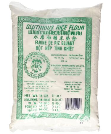 ERAWAN, Dried Sweet 2x 1 Lb Traditional Water Milled, Glutinous Rice Flour, 32 Ounce Glutinous Rice Flour 1 Pound (Pack of 2)
