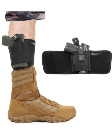 ComfortTac Ultimate Ankle Holster for Concealed Carry Compatible with Glock 42, 43, 36, 26, Smith and Wesson Bodyguard .380.38, Ruger LCP, LC9, Sig Sauer, and Similar Guns 15" Band Fits Up To 13" Leg