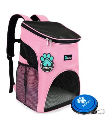 PetAmi Premium Pet Carrier Backpack for Small Cats and Dogs | Ventilated Design, Safety Strap, Buckle Support | Designed for Travel, Hiking & Outdoor Use Pink