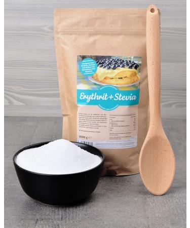 Erythrit + Stevia Natural Sugar Substitute - 1kg Doypack Zero Calories Healthy Alternative for Cooking & Baking - Buy Online on GoSupps.com