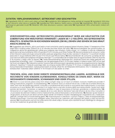  IDDA Herbal IDDA Herbal St. John's Wort Herbal Tea 500g Dried and Cut St. John's Wort for Infusions Loose Tea - Buy Online on GoSupps.com