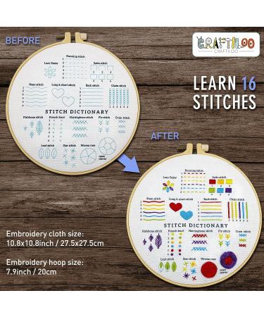 Elephant Embroidery Kit with 30 Stitches - Beginner's Starter Set with Stamped Patterns | Embroidery Kits for Kids & Adults - Buy Online on GoSupps.com