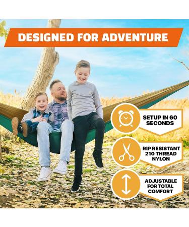 MalloMe Camping Hammock with Straps - Portable Double Hammock for 2 People - Outdoor Tree Hammock in Black/Grey - Ideal for Travel and Camping - Buy Online on GoSupps.com