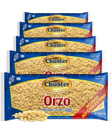 Chuster Orzo Pasta | Bulk Pack of 5 | 100% All Natural Rice-Shaped Noodles for Soups, Salads, Stews & Sides | Cooks to Perfection in 10 Minutes! | Cholesterol Free, Kosher Safe, Low Fat, High Fiber