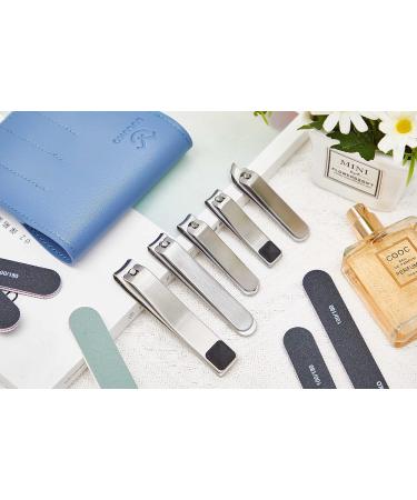 LULUKO 5-Pack Stainless Steel Nail Clippers Set with Leather Case - Adult Fingernail and Toenail Cutters - Buy Online on GoSupps.com