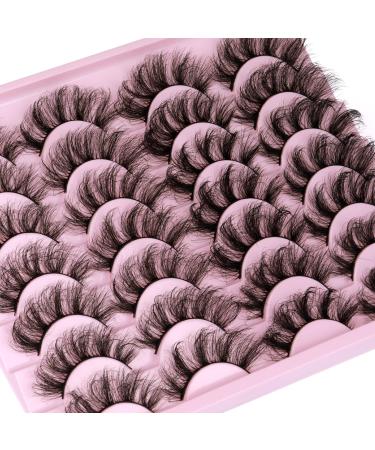 Lashes Mink Fluffy 20MM Long Fake Eyelashes 8D Curl Wispy Dramatic False Eyelashes 2 Styles Mixed Full Volume Strip Lashes 14 Pairs Pack by Mavphnee