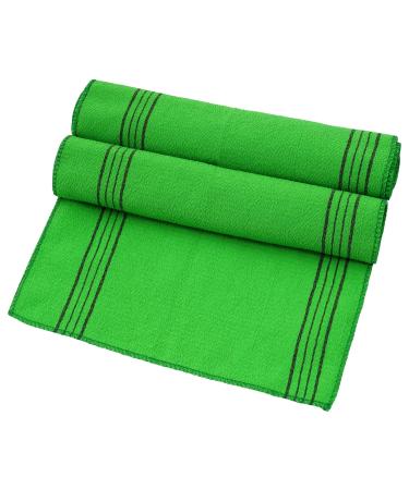 obmwang 2 Pieces Korean Exfoliating Washcloth Towel Long Bath Wash Cloths Exfoliating Shower Towel Skin Back Scrubber for Daily Shower Bathing Exfoliating Green+Green