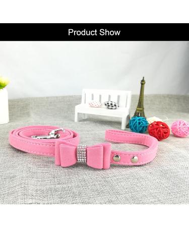 Newtensina Fashion Dog Collar and Lead with Bow Tie Bling Puppy Collar Leash with Bow for Dog - Pink - XS XS Pink - Buy Online on GoSupps.com