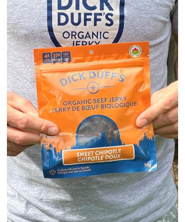 Dick Duff's Organic Jerky - Made in Canada Beef Jerky - 27g of Protein per Serving - Certified Organic Non-GMO Nitrate Free Keto Friendly Gluten Free Sweet Chipotle 50 g (Pack of 3) - Buy Online on GoSupps.com
