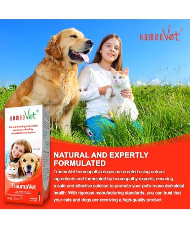 HomeoVet TraumaVet Joint Care 30ml Liquid Supplement for Dogs & Cats Arnica Montana Enriched Formula - Hip Joint & Muscle Support Alleviates Discomfort & Enhances Pet Joint Mobility for All Breeds - Buy Online on GoSupps.com