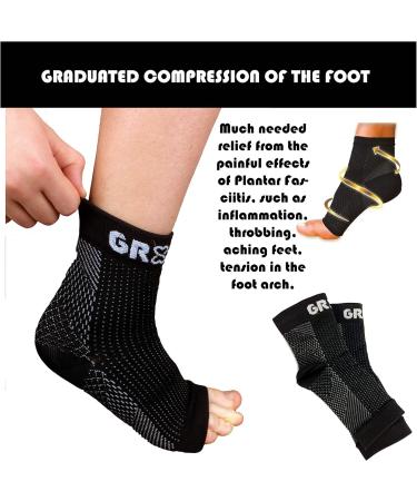 Buy gr8ful Plantar Fasciitis Socks - 24/7 Compression Support Sleeves for Foot Pain Relief | Night Splint Sock for Men/Women | 2 Pairs in Black L/XL - Buy Online on GoSupps.com