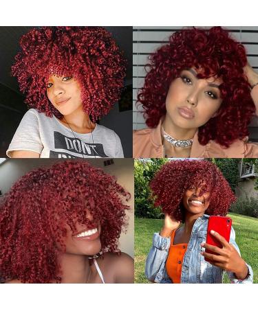 Red Afro Wig - Short Curly Wig with Bangs for Black Women | Synthetic Full Wig for International Shipping - Buy Online on GoSupps.com