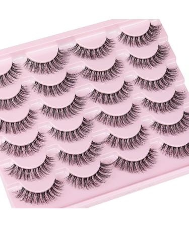 Goddvenus False Eyelashes D Curl Russian Strip Lashes Pack 3D Natural Cat Eye Lashes Wispy Fake Eyelashes Premium False Lashes Thin Cotton Band Fake Lashes 12 Pairs D curl wispy - Buy Online on GoSupps.com