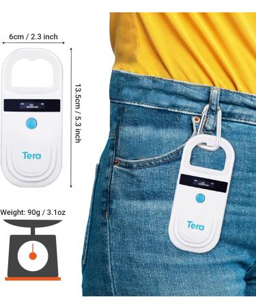TERA PET Microchip Reader Scanner - RFID Portable Animal Chip ID Scanner for Dogs Cats Pigs | OLED Display Rechargeable Pet Tag Scanner - ISO 11784/11785 FDX-B Emid Blue Taste - Buy Online on GoSupps.com
