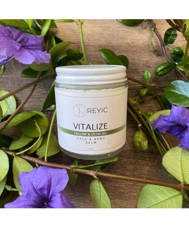 Vitalize Organic Grass Fed Tallow & Olive Oil Balm - All Purpose Moisturizer with Essential Oils for All Skin Types (4oz) - International Shipping - Buy Online on GoSupps.com