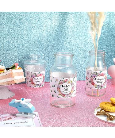 Chinco 48-Piece Waterproof Baby Shower Bottle Labels - Pink Floral Unisex Sticker Decorations for Baby Birthday Party - 4 Styles - Buy Online on GoSupps.com