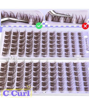 ALICE Brown Lash Clusters | Natural Wispy Dark Brown Eyelashes | 8-16mm C Curl Handmade Faux Mink 132 Pcs - Buy Online on GoSupps.com