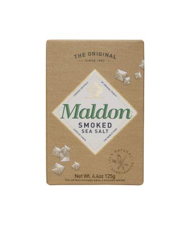 Maldon Salt, Smoked Sea Salt Flakes, 4.4 oz (125 g), Kosher, Natural, Gently Smoked Over Oak, Handcrafted, Gourmet, Pyramid Crystals, 2 Count