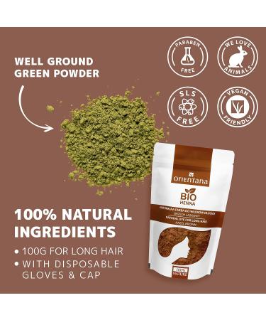 Orientana Bio Henna Hair Color - Hazelnut | 100% Vegan Organic Powder for Long Hair | Permanent Brown Plant Color - 100g (1 Pack) - Buy Online on GoSupps.com