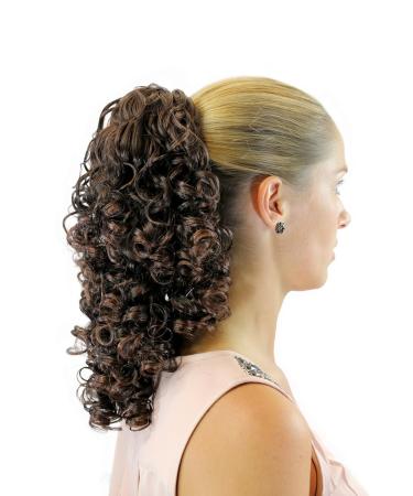 WIG ME UP JL3022-4T33 Hairpiece/Braid - Voluminous Curly Medium-Long (40 cm) Brown Mix with Combs & Elastic Band | International Shipping - Buy Online on GoSupps.com