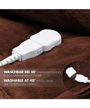 Promined Electric Heating Blanket 180x130 cm - Cozy Thermal Blanket with 10 Temperature Levels & Auto Shut-Off for Neck Shoulder & Back - Brown - Buy Online on GoSupps.com