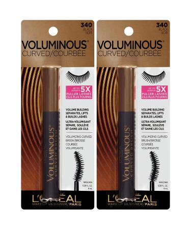 L'Oreal Paris Voluminous Original Volume Building Mascara with Curved Brush, Black - 2 Count (Pack of 1) - Buy Online on GoSupps.com