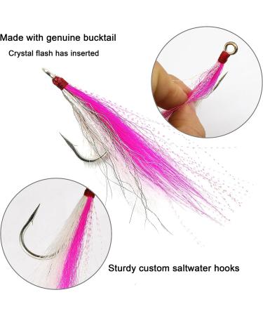 Bucktail Teasers Fluke Rig Fishing Hooks - 6pcs Pink/White Set by Shaddock Fishing - Buy Online on GoSupps.com