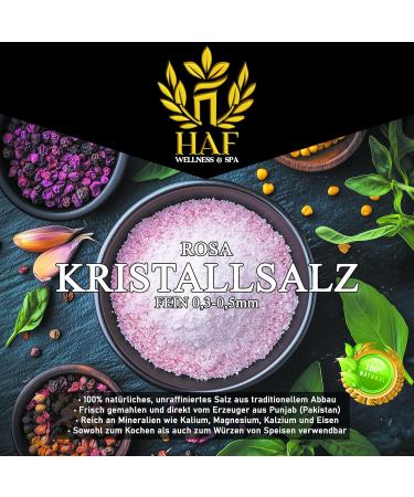  HAF HAF 3 x 1kg Pink Crystalline Salt 0.3-0.5mm - 100% Natural Unrefined from Pakistan Rich in Minerals Ideal for Cooking Seasoning and Salt Mills Hand Extracted and - Buy Online on GoSupps.com