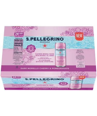 S.Pellegrino Essenza Dark Morello Cherry & Pomegranate Mineral Water - 24 Pack, 11.15 Fl Oz Cans - Buy Online on GoSupps.com