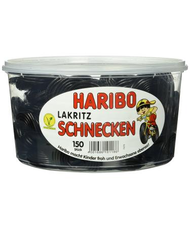 Haribo Liquorice Snails 1 pack (1 x 1.5 kg can) 1.5 kg (1 pack)