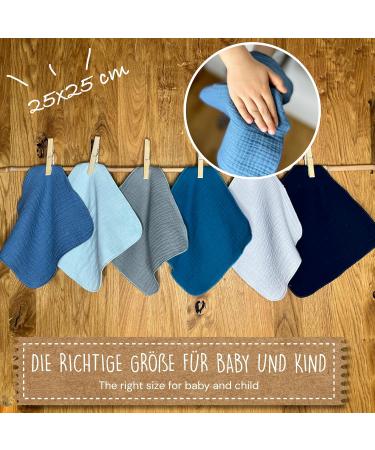 Mimadu Bio Musselin Cloth Baby 25x25 | 100% GOTS Organic Cotton | Super Soft & Absorbent Baby Mull Towels | Eco-Friendly Muslin Towels for Spitting (Ocean) - Buy Online on GoSupps.com
