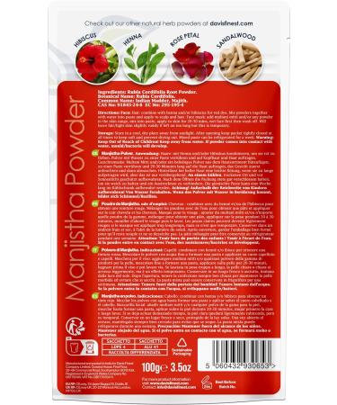 Davis FINEST Man ntha Powder for Hair & Skin - Natural Rubia Cordifolia Hair Color & Moisturizing Facial Mask 100g - Brightening Organic Beauty Product - Buy Online on GoSupps.com