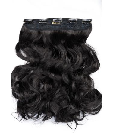 180g BOMBSHELL HAIR EXTENSIONS 24" 5 Clips Curly One Piece Half Head Clip On Hair Extensions Wig(M02 NATURAL BLACK)