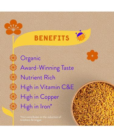 BONRAW Organic Mountain Bee Pollen 500g | Award-Winning Great Taste 2021 | Nutrient-Rich Superfood High in Vitamin C, Iron, Folic Acid, Biotin & Potassium | 500g Pack - Buy Online on GoSupps.com