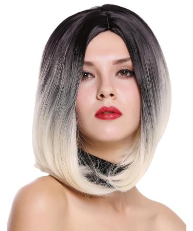 WIG ME UP ZM-1691-613R1B Women's Long Bob Wig - Sexy Black Platinum Blonde Ombre - Short Straight Middle Parting - Buy Online on GoSupps.com