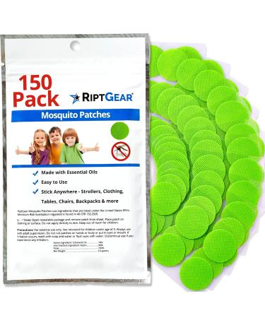 RiptGear Mosquito Repellent Patches - 150 Pack of Bug Repellent Stickers for Kids and Adults, Natural Mosquito Repellent Sticker, Citronella Patch Sticks to Any Surface - DEET Free Mosquito Repellent