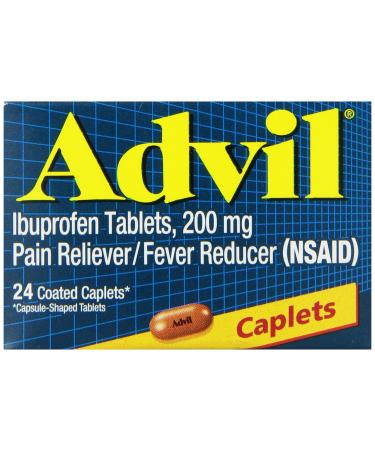 Advil Coated Caplets Pain Reliever and Fever Reducer Ibuprofen 200mg 24 Count 24 Count (Pack of 1)