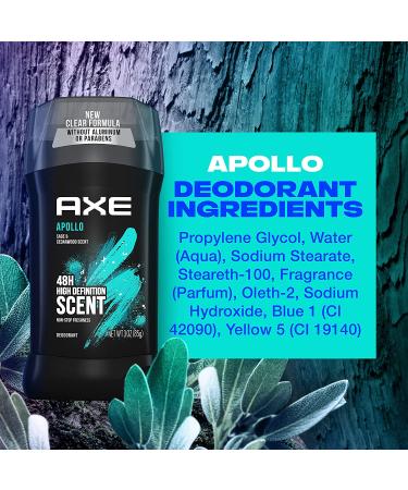 AXE Apollo Deodorant Stick - Long Lasting Odor Protection, Sage & Cedarwood, Aluminum Free, 3oz (4 Count) - Buy Online on GoSupps.com