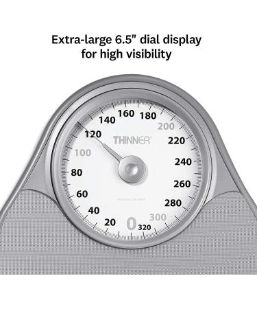 Thinner Extra-Large Dial Analog Bathroom Scale - Measures Weight Up to 330 Lbs - Silver - Buy Online on GoSupps.com