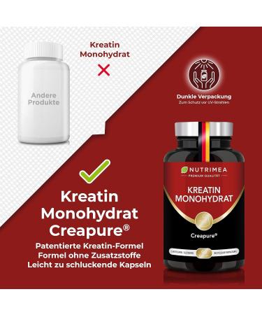 Buy Creatine Monohydrate 3000 mg - Creapure Vegan Capsules | 100% Pure No Additives for Optimal Performance | Vitality & Strength - 90 Capsules - Nutrimea - Buy Online on GoSupps.com