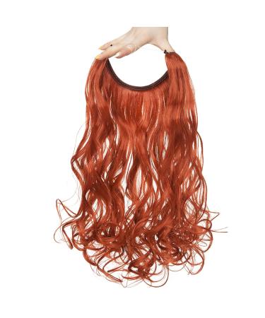 Shop 50cm Orange-Red Silk-Co Wavy Hair Extensions with Rubber Band - Invisible Cord Synthetic Hair for a Natural Look - Perfect for Women - Buy Online on GoSupps.com