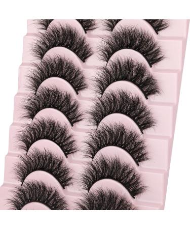 WiwoSEO 10 Pairs Faux Mink Eyelashes - Natural Wispy 3D Effect Fluffy & Curly 16MM - Buy Online on GoSupps.com