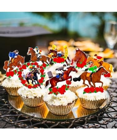 Kentucky Horse Derby Cupcake Toppers Kentucky Derby Decorations 48Pcs Horse Racing Cupcake Picks Equestrian Derby Birthday Decoration Kentucky Baby Shower Party Supplies - Buy Online on GoSupps.com