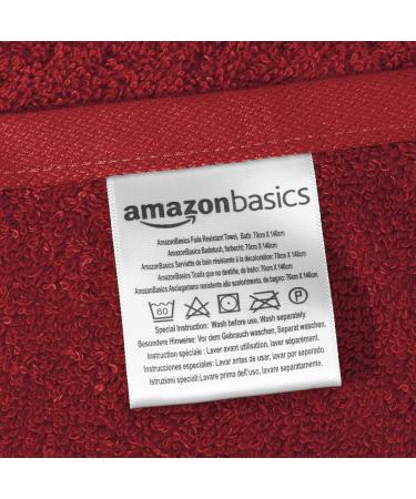 Buy Amazon Basics 4-Piece Red Fade-Resistant Towel Set - 100% Cotton Bath & Hand Towels (500g/m ) - Fast International Shipping - Buy Online on GoSupps.com