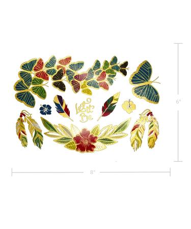 Terra Tattoos Gold Metallic Temporary Tats - 75+ Hawaiian Henna Designs | Butterflies, Mermaid, Tropical | Waterproof, Nontoxic, Long Lasting | Ideal for Beach, Festivals | Shop Now! - Buy Online on GoSupps.com