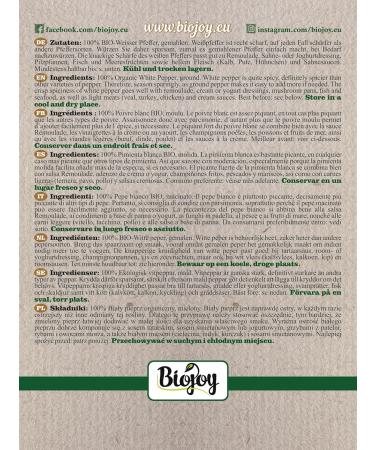 Buy Biojoy ORGANIC White Pepper Ground (500g) - Pure Piper Nigrum L. | Additive-Free International Shipping - Buy Online on GoSupps.com