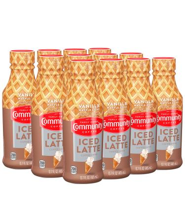 Community Coffee Vanilla Waffle Cone Iced Latte Ready To Drink, 13.7 Ounce Bottle (Pack of 12) Vanilla Waffle Cone 13.7 Fl Oz (Pack of 12)