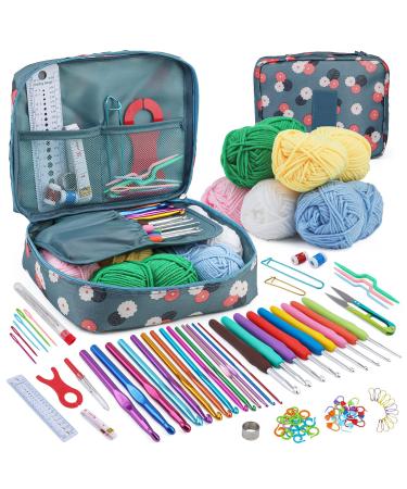 Pnytty Crochet Kit for Beginners, 107 Pcs Complete Knitting Kit Crochet Tools for Adults Including Yarn, Crochets, Plastic Large Eye Needle and Crochet Accessories 107PCS
